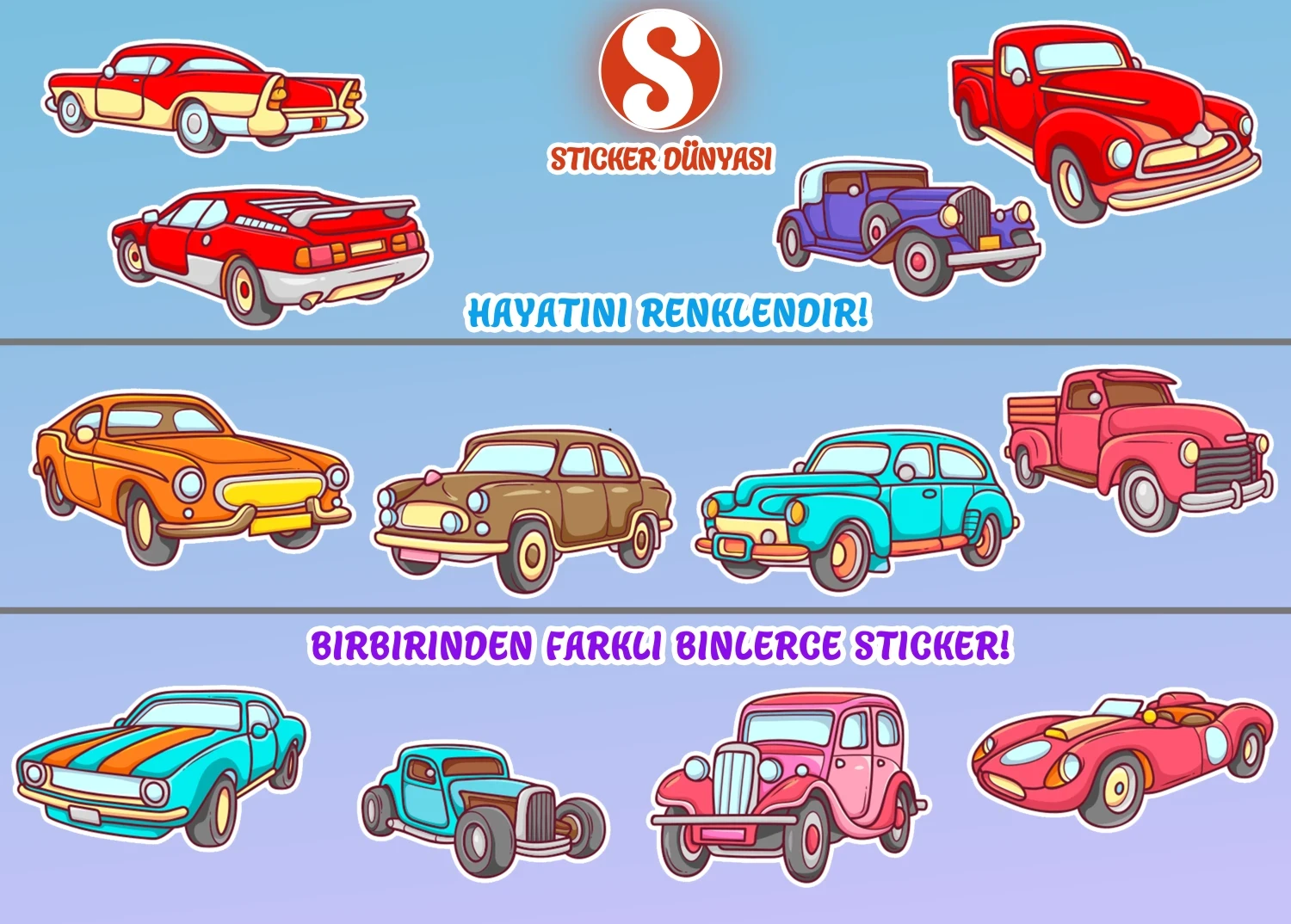 Nostaljik Arabalar Görseli Sticker Koleksiyonu (Nost. Arabalar1) görsel 4